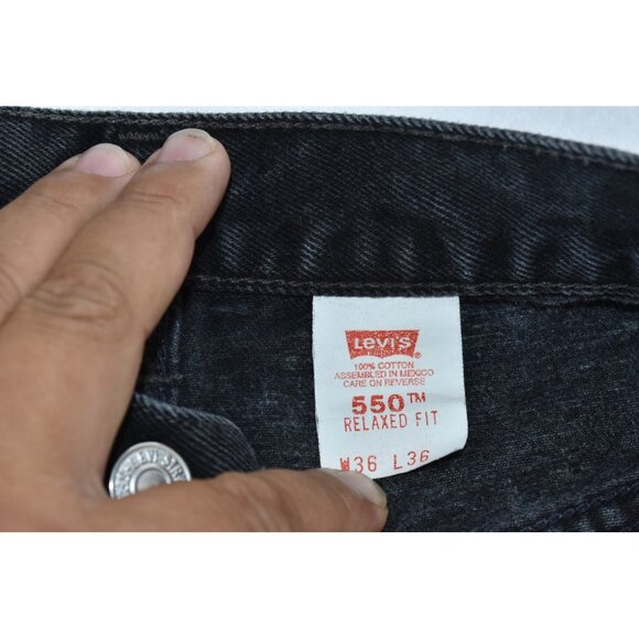 Levis 550 Men's Jeans Size 36x36 Black Straight Leg Denim Relaxed Fit Vintage - Picture 11 of 16